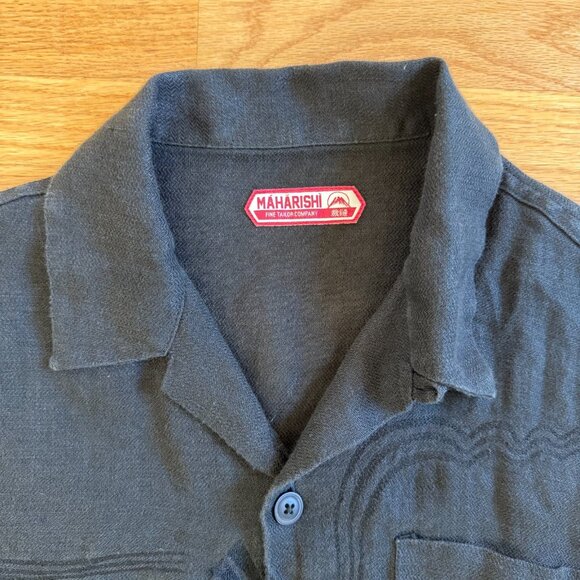 Maharishi Emroidered Hemp Open Collar Shirt Small - Picture 3 of 8